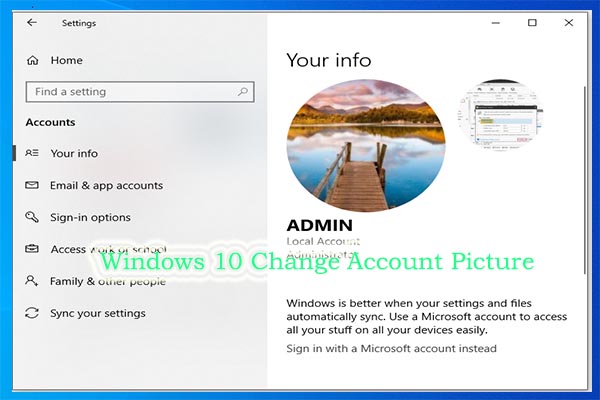 windows 10 change account picture thumbnail