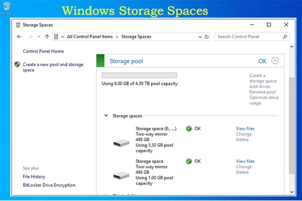windows storage spaces thumbnail
