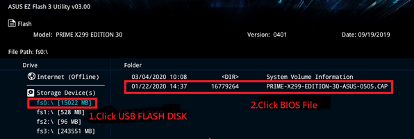 choose BIOS in ASUS EZ Flash Utility