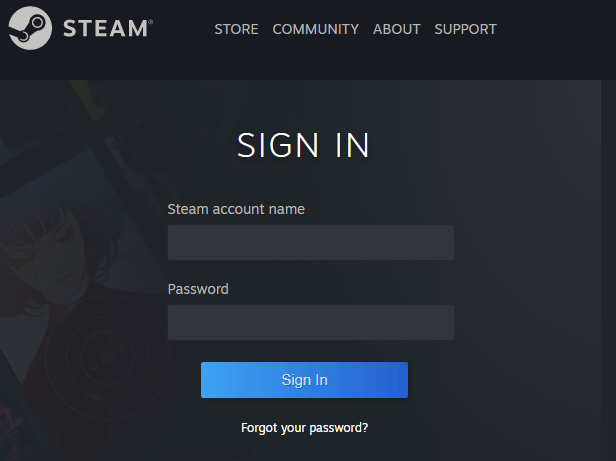 sign in to your Steam account
