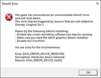 DirectX error