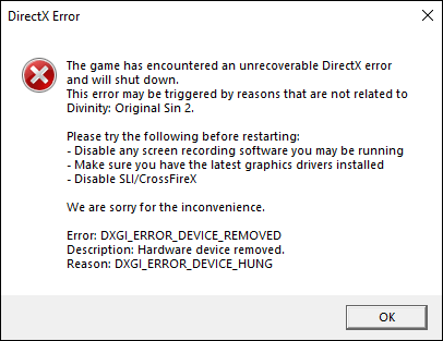 divinity original sin 2 directx error divinity original sin 2 directx error