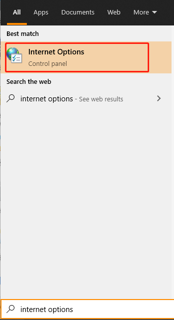 select Internet Options