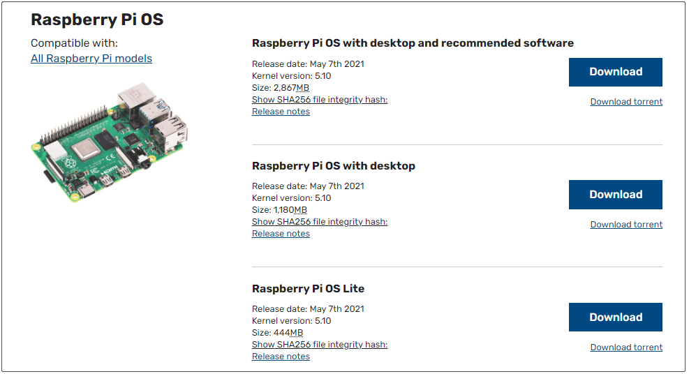 download Raspberry Pi OS from the official website