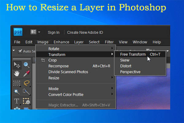 how to resize a layer in Photoshop