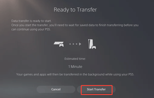click the Start Transfer button