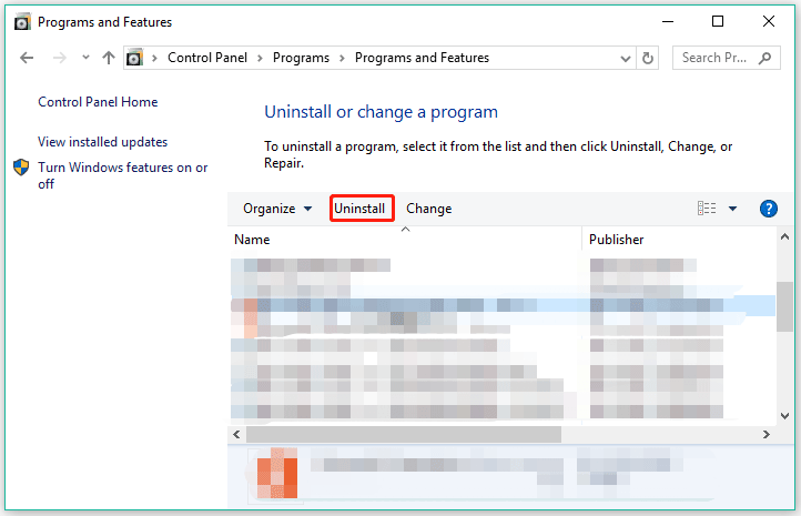 uninstall McAfee via Control Panel
