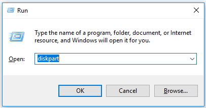 open diskpart from run window