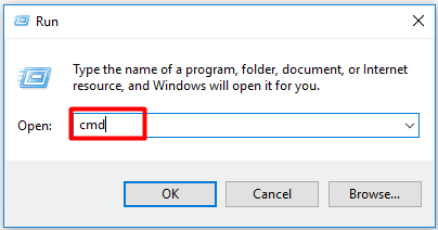 open Command Prompt from the Run window