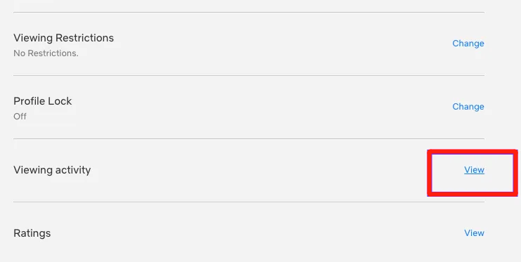 click on Viewing activity on Netflix