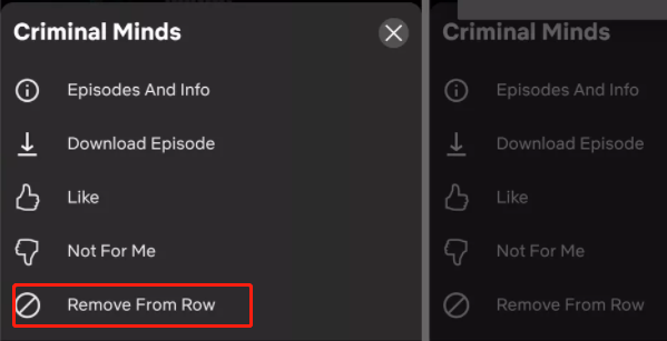 select Remove From Row