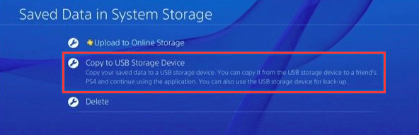 Copy to USB Storage Device PS4
