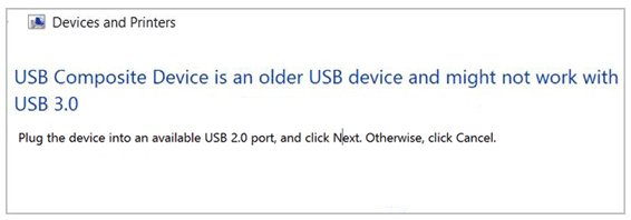 USB Composite Device is an older USB device and might not work with USB 3.0