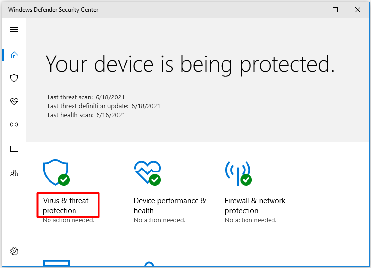 Virus and threat protection