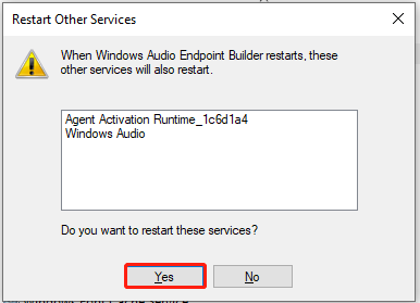 click on Yes to confirm the restart