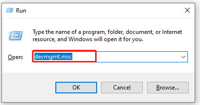 open Device Manager via the Run box