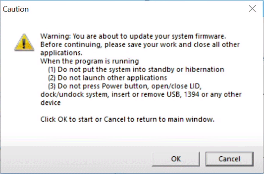 warning for Acer BIOS update