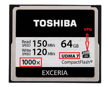 CF card speed marks