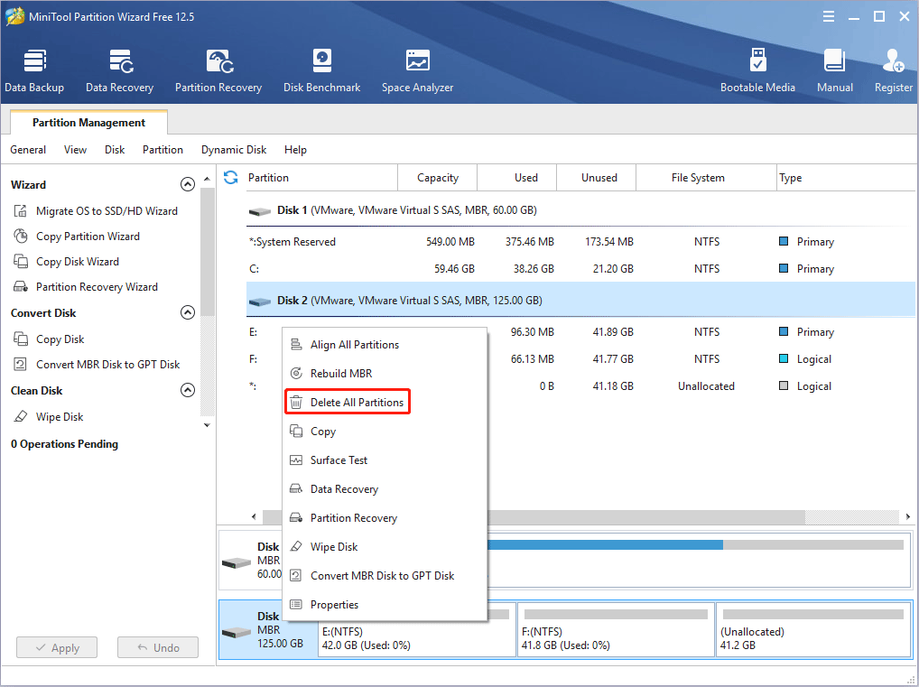 delete all partitions on the memory card
