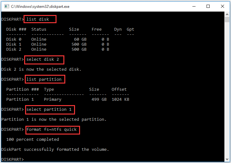 formating an external drive with Diskpart