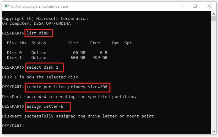 assign a drive letter using Diskpart