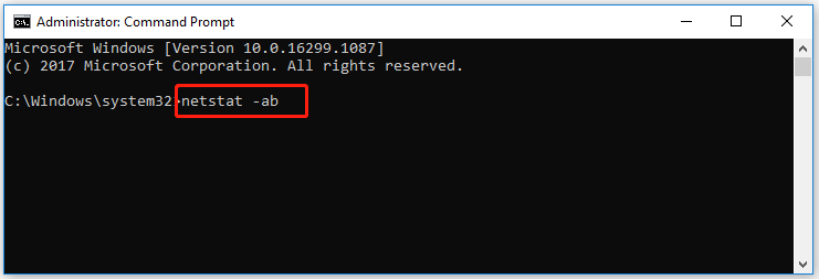 Type netstat -ab and hit Enter