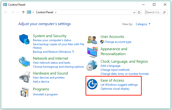 choose Ease of Access