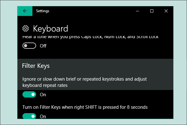 how to turn off Filter Keys