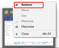 click on Restore in the Preview screen