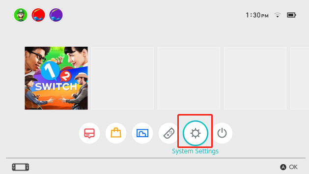 select System Settings on Nintendo Switch