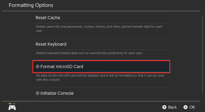 format microSD card on Nintendo Switch