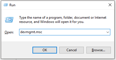 open Device Manager from the Run window