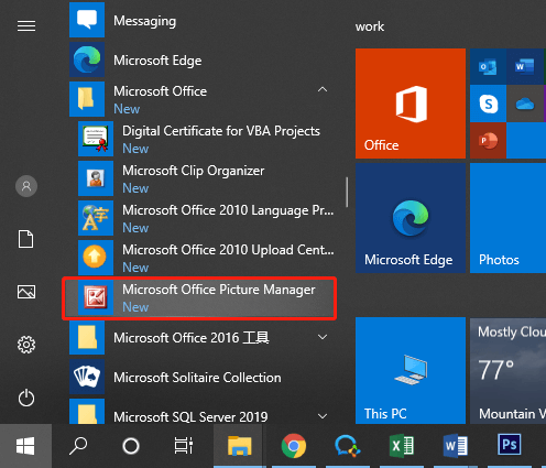 open Picture Manager from the Start menu