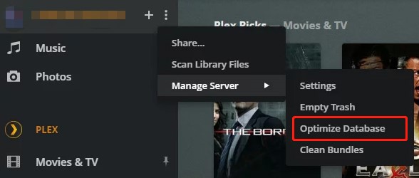 optimize database in Plex
