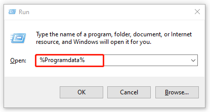 open ProgramData folder via the Run box
