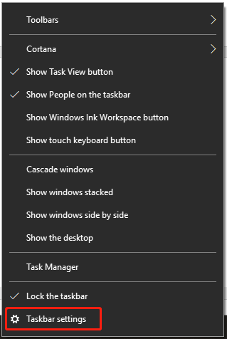 click Taskbar settings