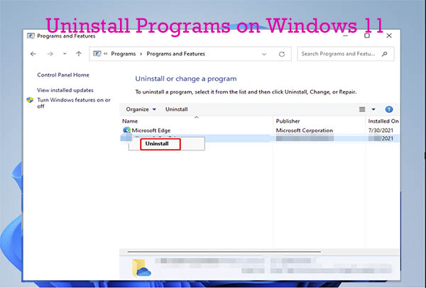 uninstall programs on Windows 11