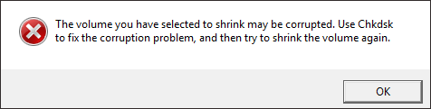can’t shrink volume Windows 10