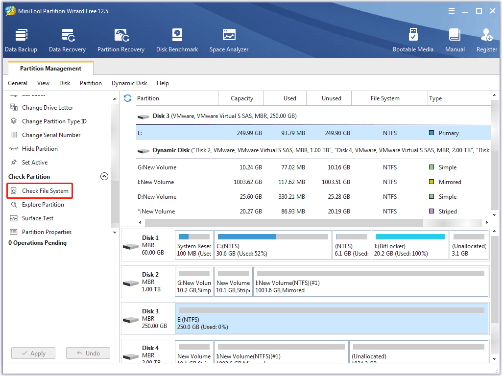 choose the Check File System feature