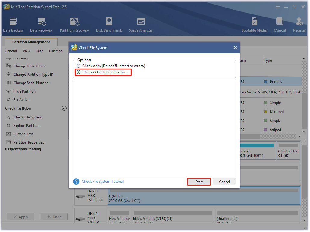choose Check & fix detected errors