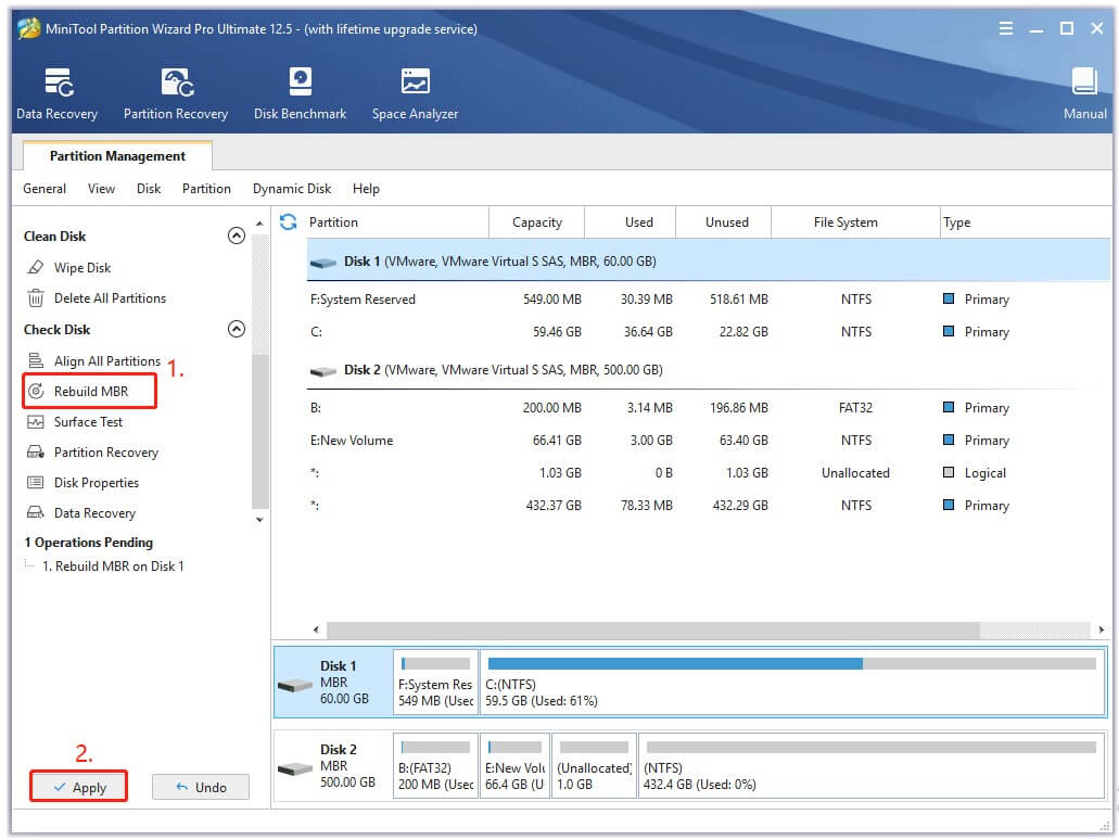 rebuild MBR using MiniTool software