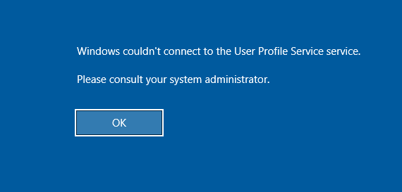 the ProfSvc service failed the sign in