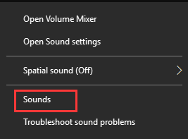 select Sounds from the system tray