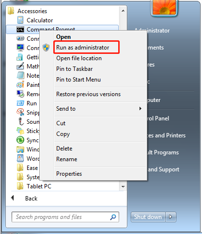 run Command Prompt as administrator