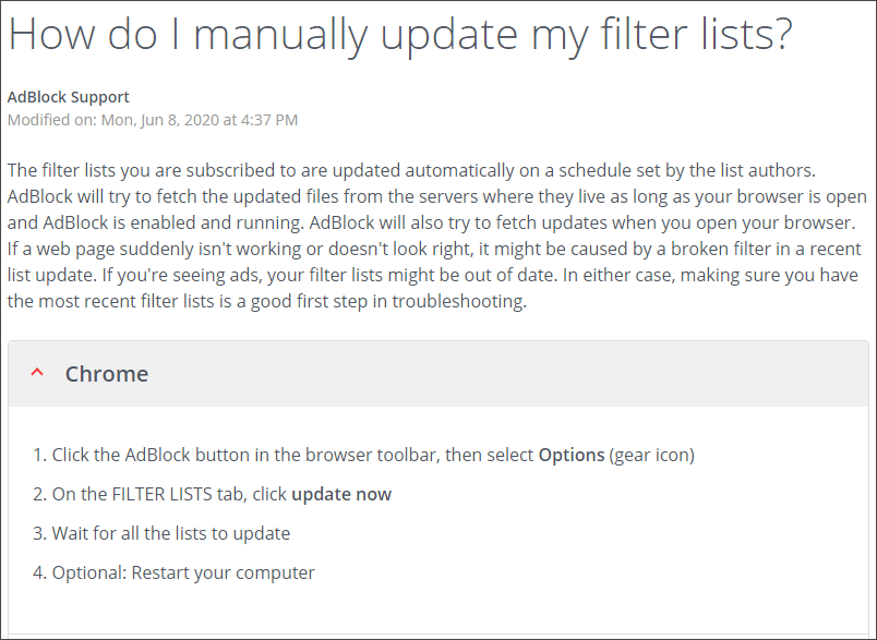 instructions of updating filter files