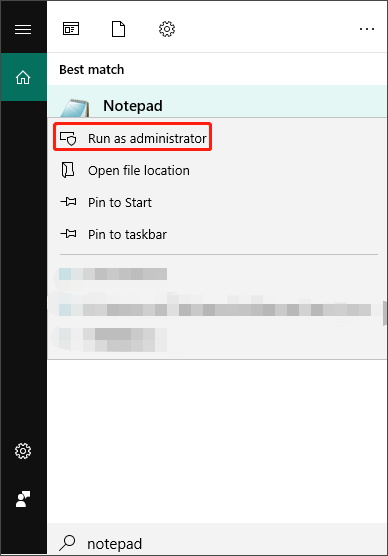 run Notepad as administrator
