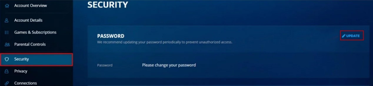 Update the Blizzard Account Password