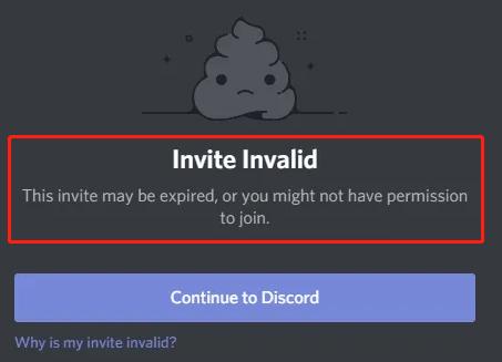 invalid invite Discord