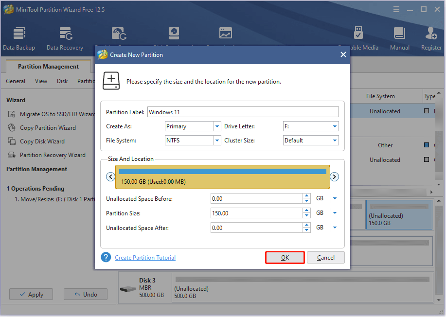 create new partition