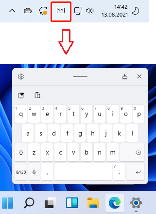 click the touch keyboard icon
